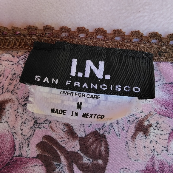 Vintage I.N. San Francisco Y2K Floral Baby Doll Style Blouse Size Medium - Picture 2 of 6
